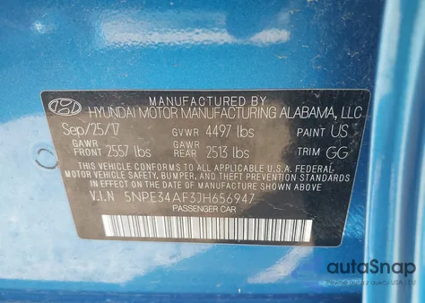 2018 Hyundai Sonata Sel z USA, uszkodzony, nr VIN 5NPE34AF3JH656947